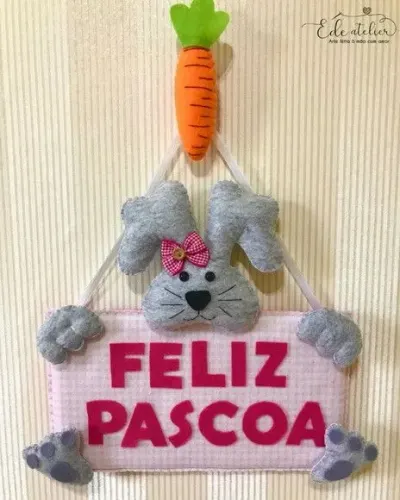 Enfeite de Porta para Páscoa em Feltro - artesanato de edeatelier