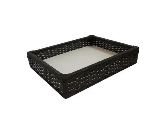 Bandeja Vime Sintético Argila 40x30x09 - artesanato de Mundo Urbano