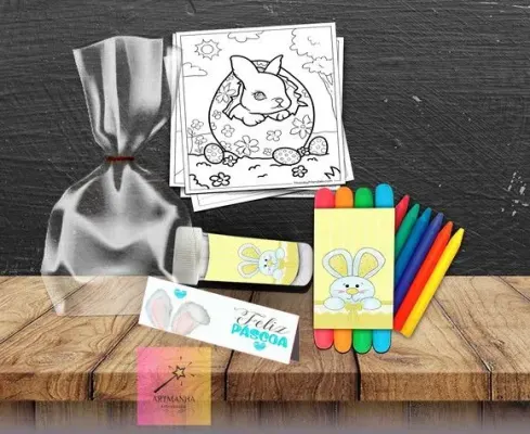 Kit Massinha + Giz + Bolha Pascoa Personalizado - artesanato de Artmanha Lembrancinhas