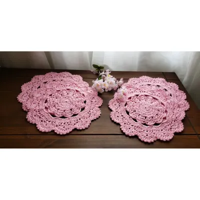 Jogo de 04 Toalhinhas em Crochê Rosa - artesanato de Mari Crochê feito com carinho!