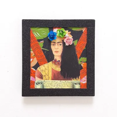 Quadro Frida na Tropicália - artesanato de Estudio Bananeira