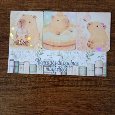 Marcador de Página Magnético Trio 7 - "Capivaras" - artesanato de Emejhu Personalizados