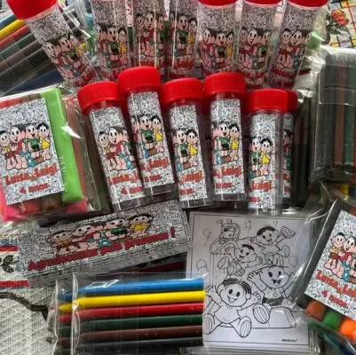Kit Massinha + Giz + Bolha Turma da Monica Personalizado - artesanato de Artmanha Lembrancinhas