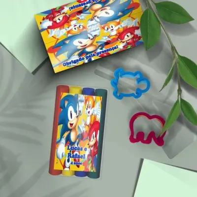 Massinha Modelar - Sonic Personalizada - artesanato de Mi Papelaria Criativa