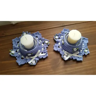 Par de Porta Velas em Crochê - artesanato de Mari Crochê feito com carinho!