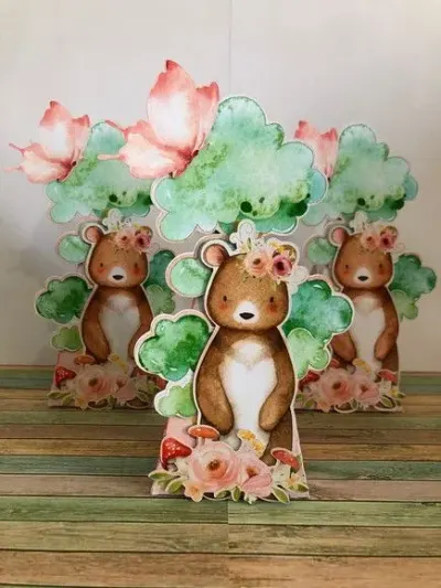 Caixa Cone Bosque Encantado - artesanato de Fina Essência Papelaria Personalizada