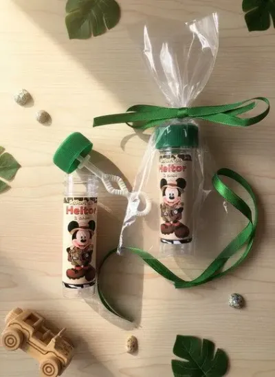 Bolha de Sabão - Mickey Safari Personalizado - artesanato de Mi Papelaria Criativa