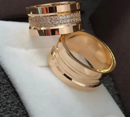 Par Alianças Italiana Moeda Antiga 10mm + Anel Solitário - artesanato de TM JOIAS