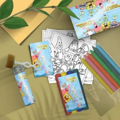 Kit Massinha + Giz + Bolha - Bob Esponja Personalizado - artesanato de Mi Papelaria Criativa