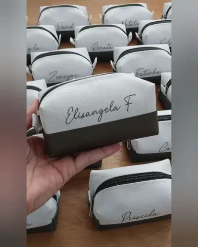 Necessaire Mini Box - Branco e Verde Musgo - artesanato de Innovare Studio