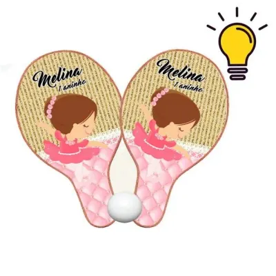 Raquete Ping Pong Bailarina Personalizada - artesanato de Mi Papelaria Criativa