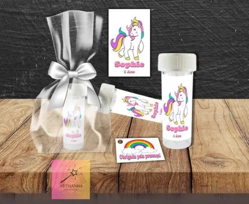 Bolha de Sabão Unicórnio Personalizada - artesanato de Artmanha Lembrancinhas