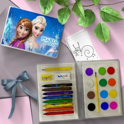 Estojo de Pintura 24pç - Frozen Personalizado - artesanato de Mi Papelaria Criativa