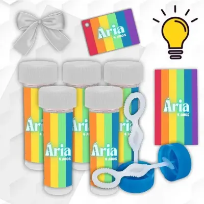Bolinha de Sabão Arco Íris Personalizada - artesanato de Mi Papelaria Criativa