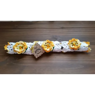 Puxador de Fogão Crochê Amarelo Mesclado - artesanato de Mari Crochê feito com carinho!