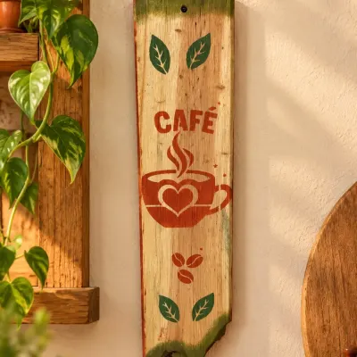Plaquinha de madeira Café - artesanato de Podentrar
