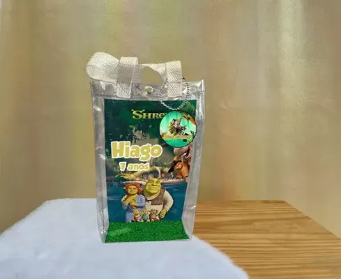Sacola Transparente Shrek Personalizado - artesanato de Artmanha Lembrancinhas