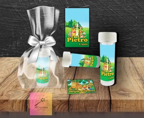Bolha de Sabão Ursinho Pooh Personalizada - artesanato de Artmanha Lembrancinhas
