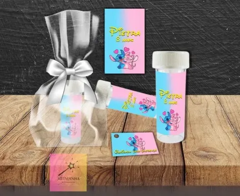 Bolha de Sabão Stitch e Angel Personalizada - artesanato de Artmanha Lembrancinhas
