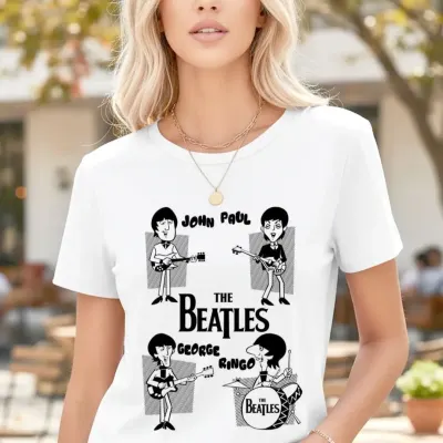 Camiseta The Beatles estampa desenho animado, estampa exclusiva tamanhos unisex - artesanato de Lado B Rock Camisetas