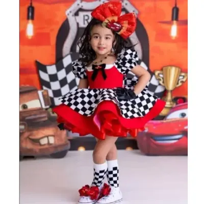 Vestido Infantil Piloto Carros
