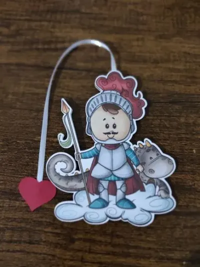 Marcador de Página 08 cm - São Jorge com Dragão T - artesanato de Emejhu Personalizados