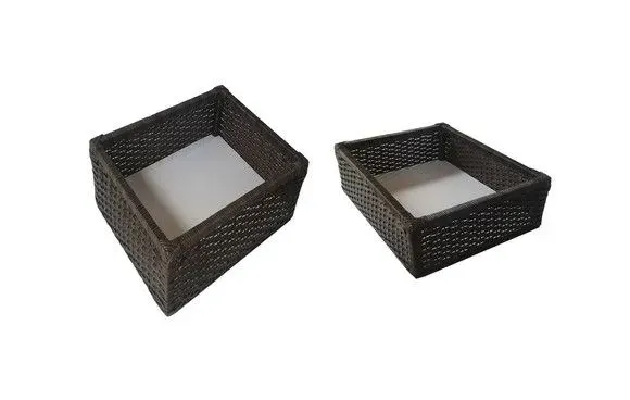 Kit 2 Cestos Vime Sintético Argila 50x25x25 - artesanato de Mundo Urbano