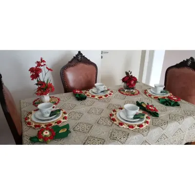 Sousplat em Crochê para Chá Motivo Framboesa - 12 Peças - artesanato de Mari Crochê feito com carinho!