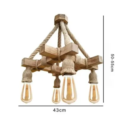 Lustre Pendente em Madeira e Sisal - artesanato de DASERRA ARTE EM MADEIRA