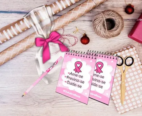 Bloquinho Outubro Rosa Personalizado - artesanato de Artmanha Lembrancinhas