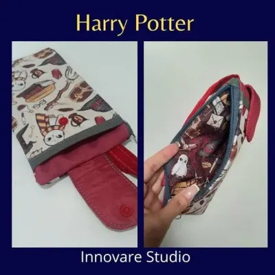 Porta Celular e documentos - 3 bolsos - artesanato de Innovare Studio