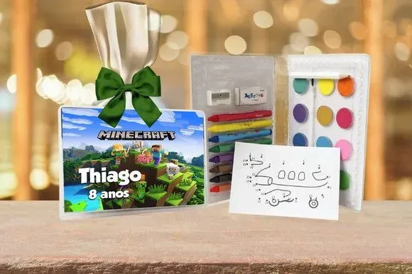 Estojo de Pintura Minecraft Personalizado - artesanato de Artmanha Lembrancinhas