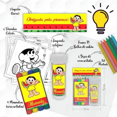 Kit Massinha + Giz + Bolha Magali Personalizado - artesanato de Mi Papelaria Criativa