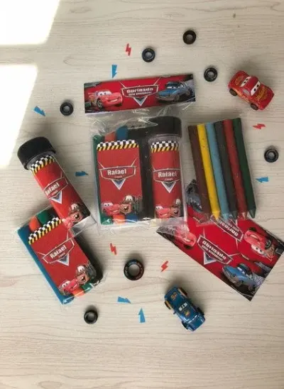 Kit Massinha + Giz + Bolha - Carros Disney Personalizado - artesanato de Mi Papelaria Criativa
