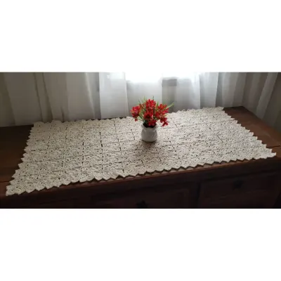Caminho de Mesa em Crochê Cru - artesanato de Mari Crochê feito com carinho!