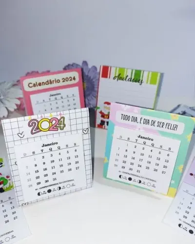 100 Lembranças Mini Calendário de Mesa - artesanato de PAPCRIE