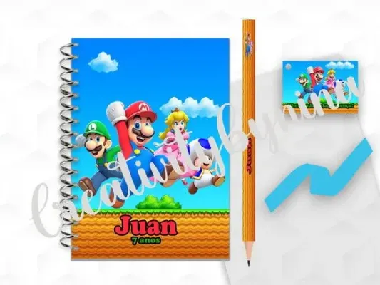 Bloquinho G+lapis Mario Personalizado - artesanato de creativitybynina