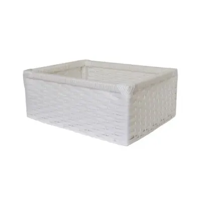 Cesto Sintético Branco 29x24x13 - artesanato de Mundo Urbano