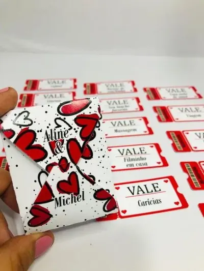 Vales do Amor Personalizados com 15 Tickets - artesanato de Fina Essência Papelaria Personalizada