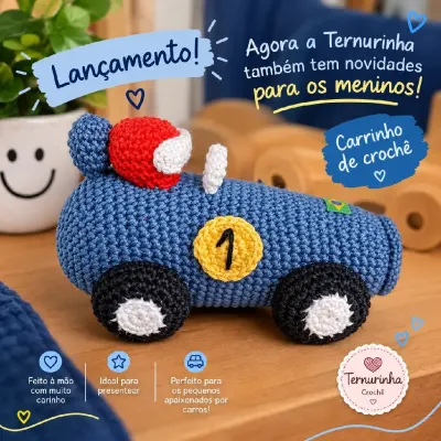 Carrinho em amigurumi - artesanato de Ternurinha Crochê