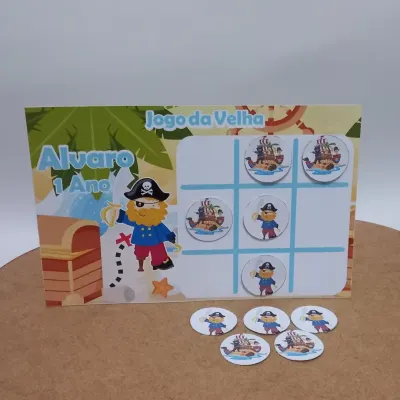 lembrancinha jogo da velha personalizado tema Pirata - artesanato de Ed  Silva Papelaria de Festa Infantil
