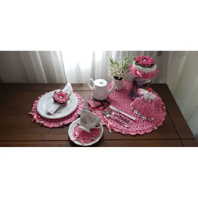 Sousplat para Chá Rosália em Crochê 09 Peças - artesanato de Mari Crochê feito com carinho!