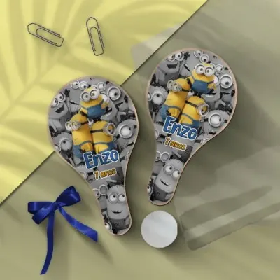Raquete Ping Pong - Minnions Personalizada - artesanato de Mi Papelaria Criativa