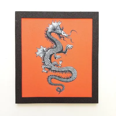 Quadro Dragão Chines 5 - artesanato de Estudio Bananeira