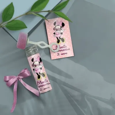 Bolha de Sabão - Minnie Rosa Personalizado - artesanato de Mi Papelaria Criativa