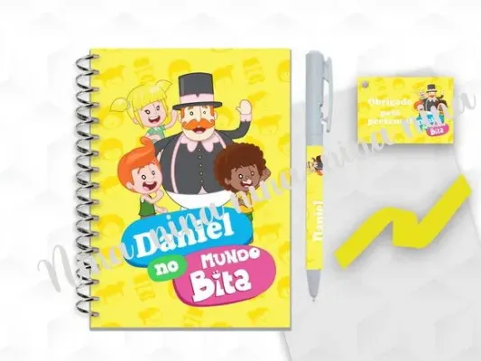 Bloquinho Grande com Caneta Mundo Bita Personalizada - artesanato de creativitybynina