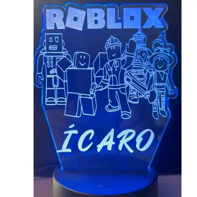 Luminaria Roblox personalizada para quarto em acrilico de 3mm com base de led RGB - artesanato de TINY LASER