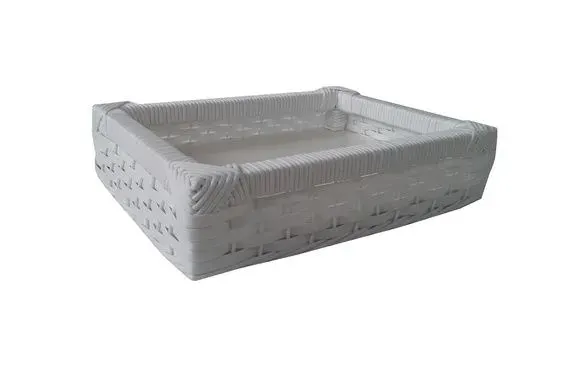 Bandeja Vime Sintético Branco 40x22x06 - artesanato de Mundo Urbano
