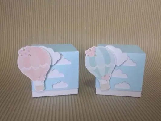 Caixa cubo balão de ar - artesanato de Fina Essência Papelaria Personalizada