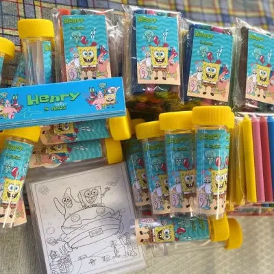 Kit Massinha + Giz + Bolha Bob Esponja Personalizado - artesanato de Artmanha Lembrancinhas